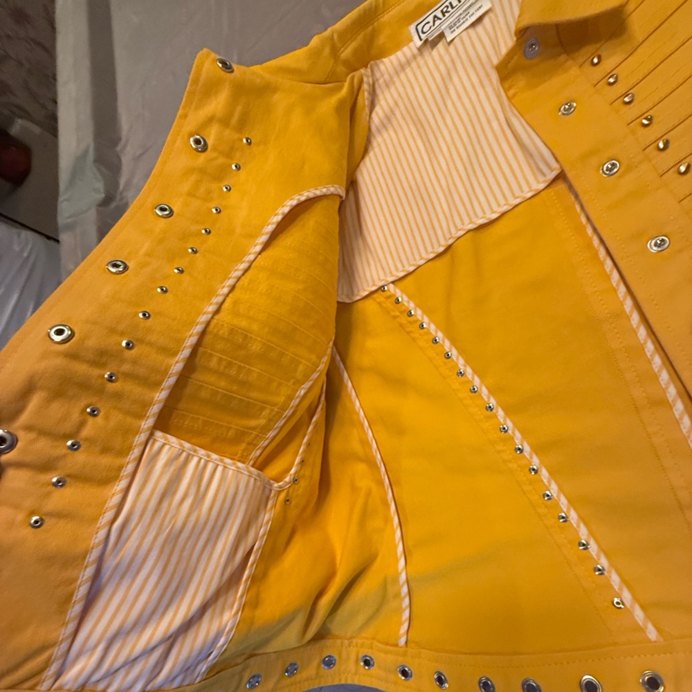 Carlisle Yellow/Silver Hardware Studded Button Front Jacket Size 12/Large $365 - Picture 10 of 12